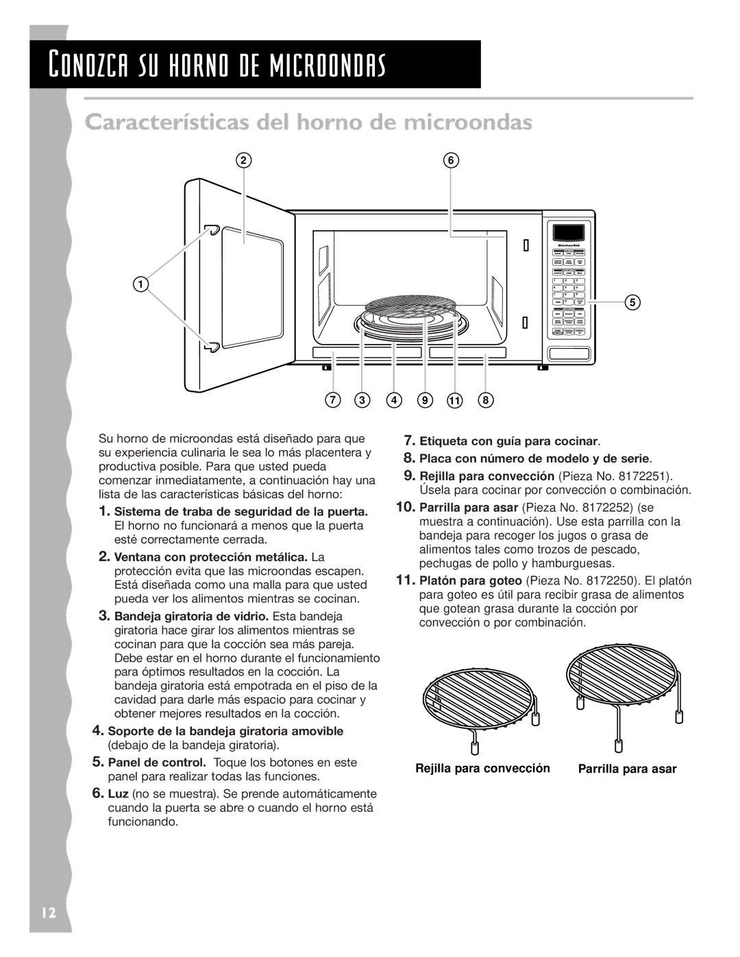 KitchenAid KCMC155JBT, KCMC155JSS, KCMC155JWH installation instructions Características del horno de microondas 