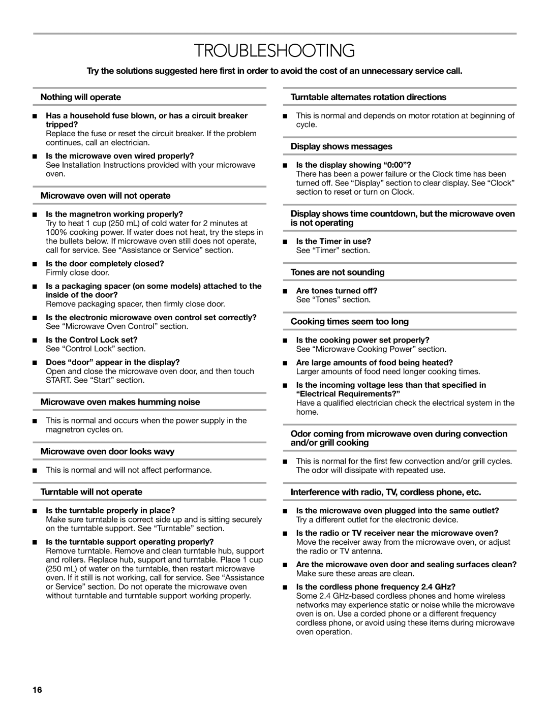 KitchenAid KCMC1575 manual Troubleshooting 