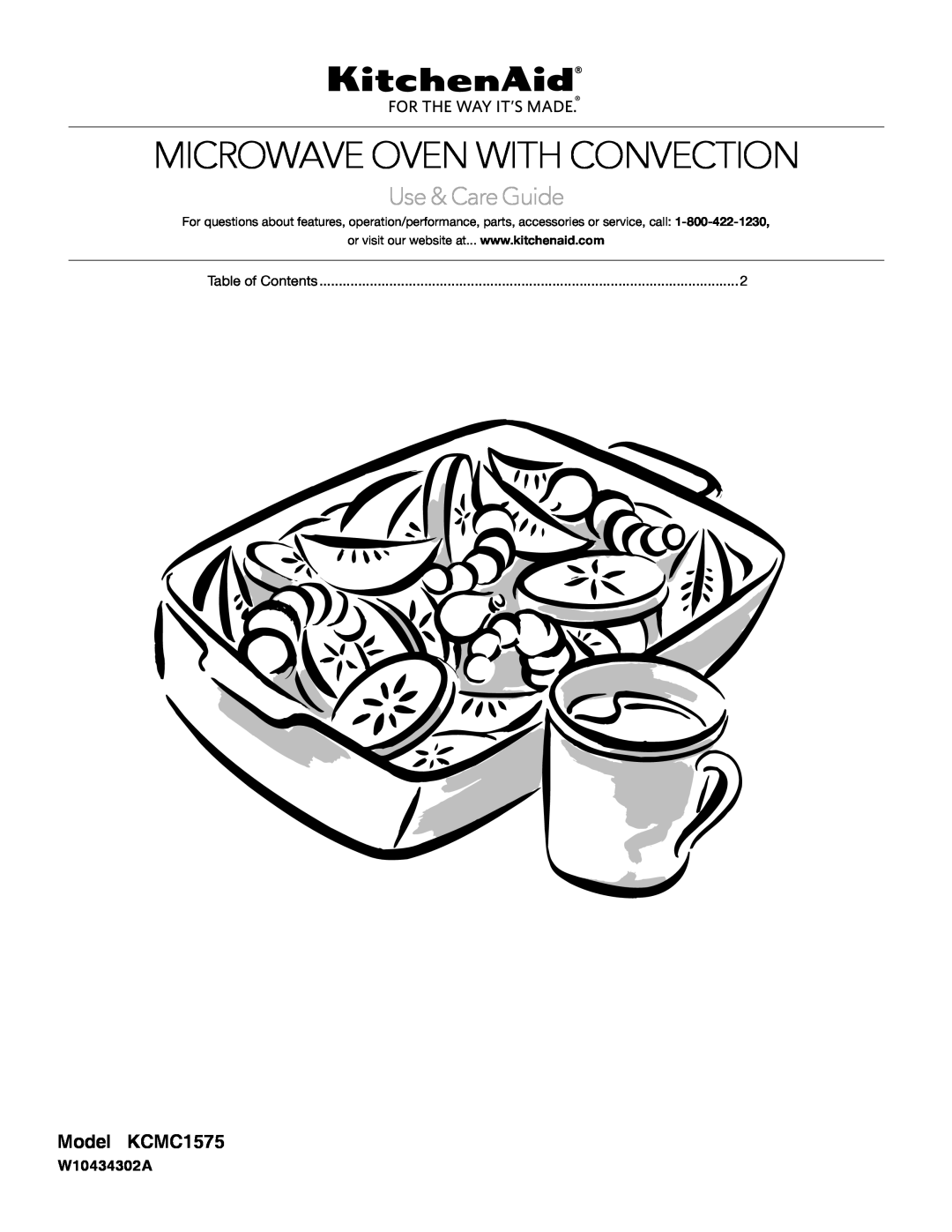 KitchenAid manual Model KCMC1575, W10434302A, Microwave Oven With Convection, Use & Care Guide 