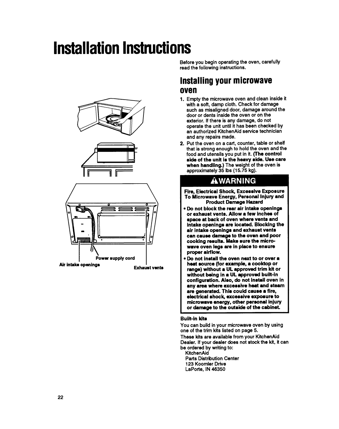 KitchenAid KCMS125Y, KCMS122Y manual 