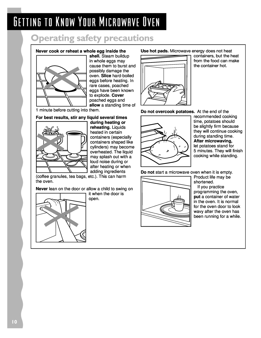 KitchenAid KCMS135H installation instructions Operating safety precautions, Getting to Know Your Microwave Oven 