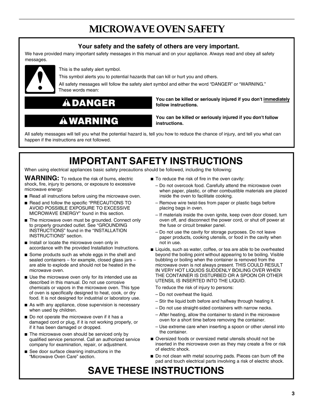 KitchenAid KCMS1655 manual Microwave Oven Safety, Your safety and the safety of others are very important 