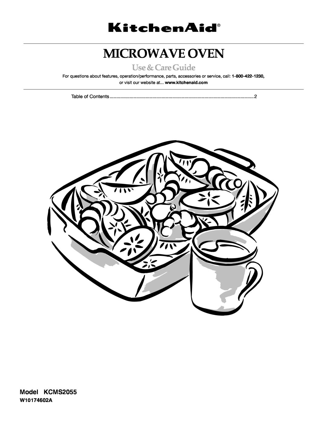 KitchenAid manual Model KCMS2055, Microwave Oven, Use&CareGuide, W10174602A 