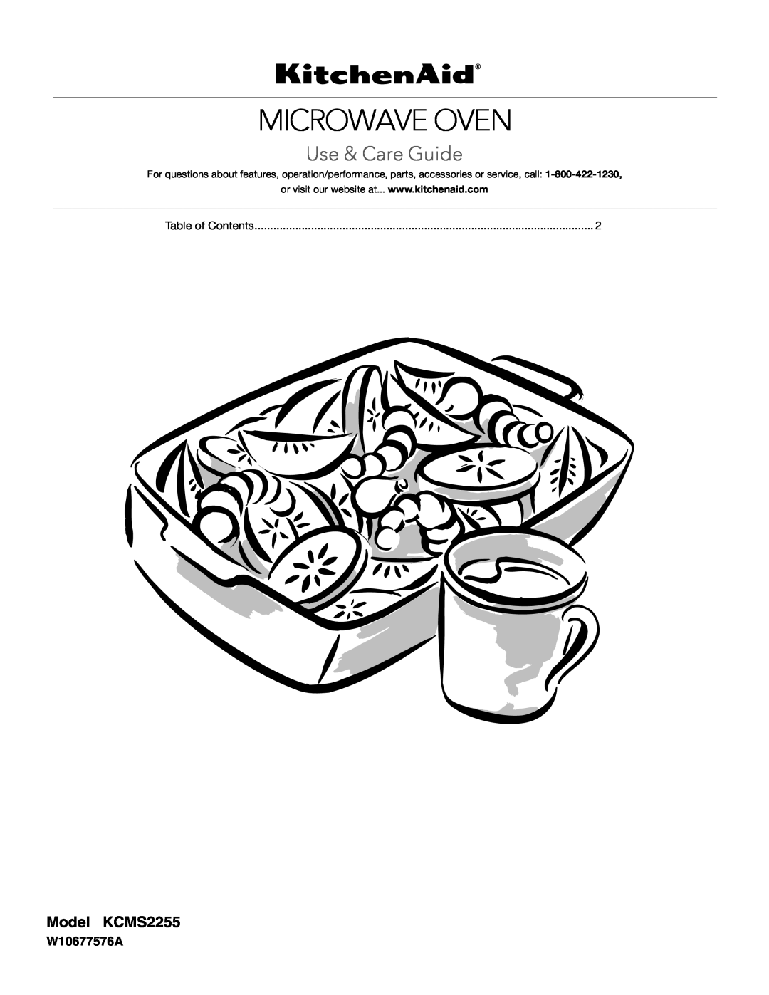 KitchenAid manual Model KCMS2255, Microwave Oven, Use & Care Guide, W10677576A 