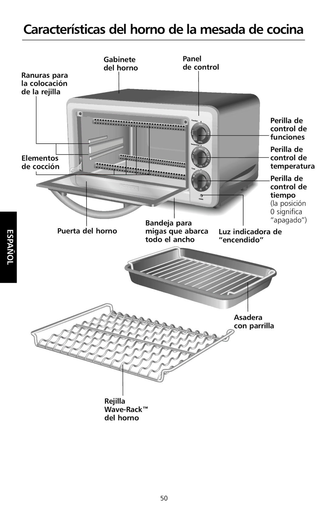 KitchenAid KCO1005 manual Características del horno de la mesada de cocina 