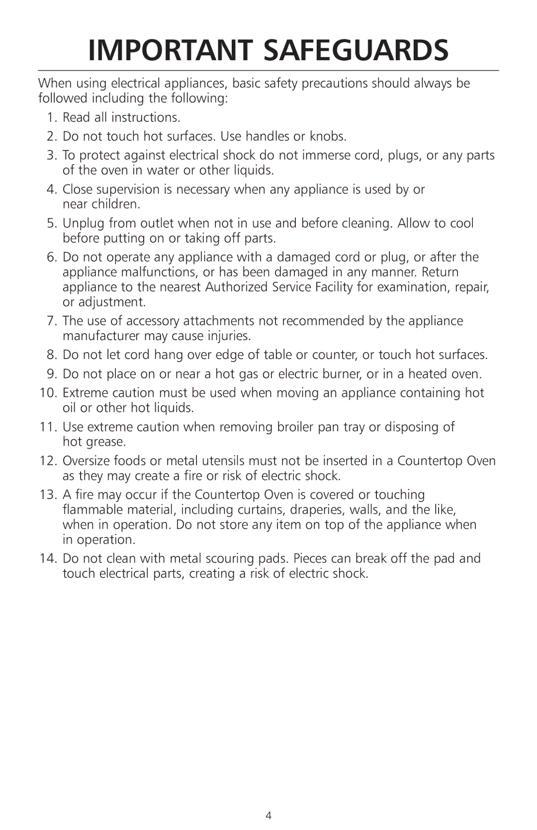 KitchenAid KCO1005 manual Important Safeguards 