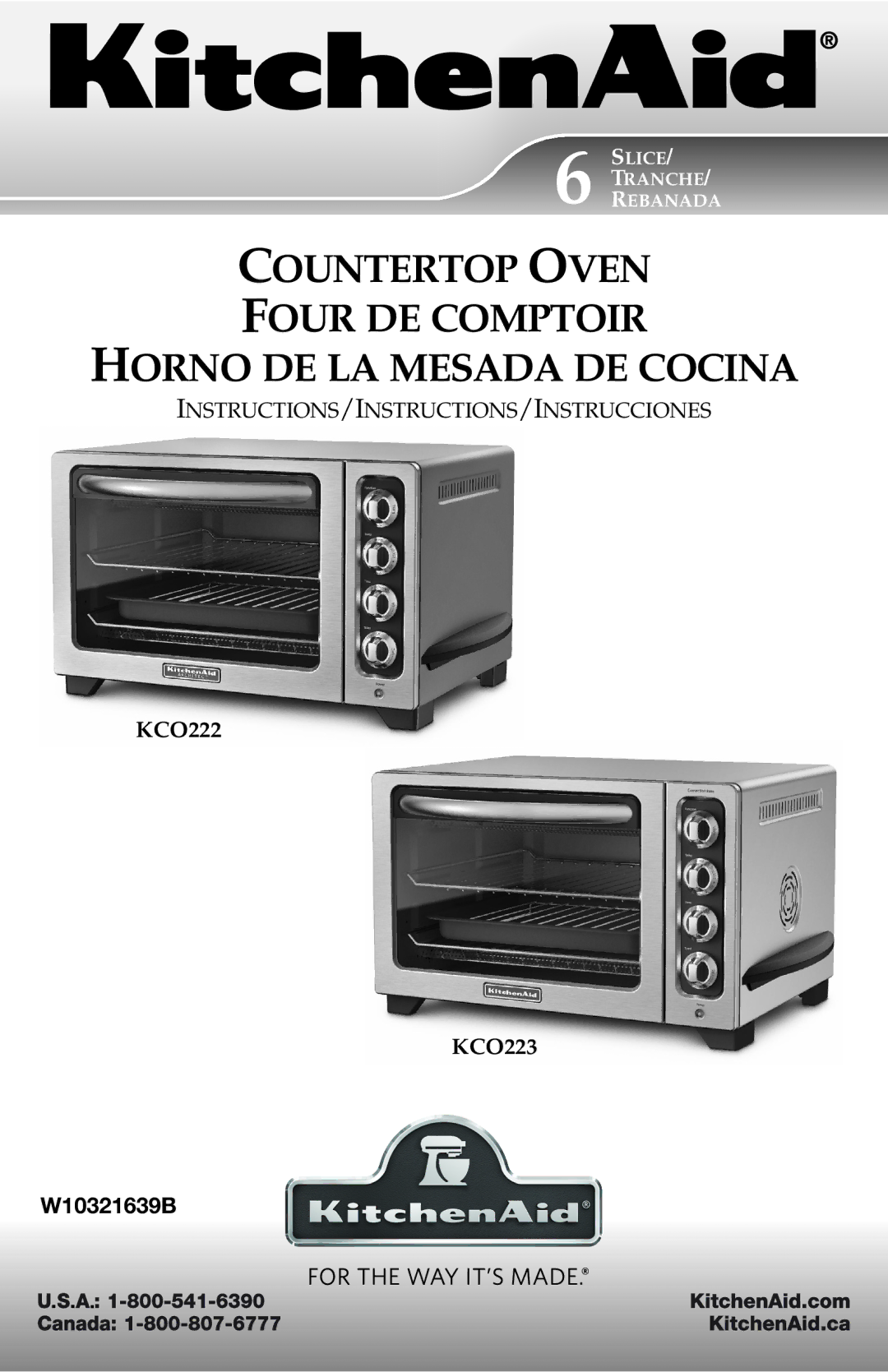 KitchenAid KCO223, KCO222, KCO273SS manual W10321639B 