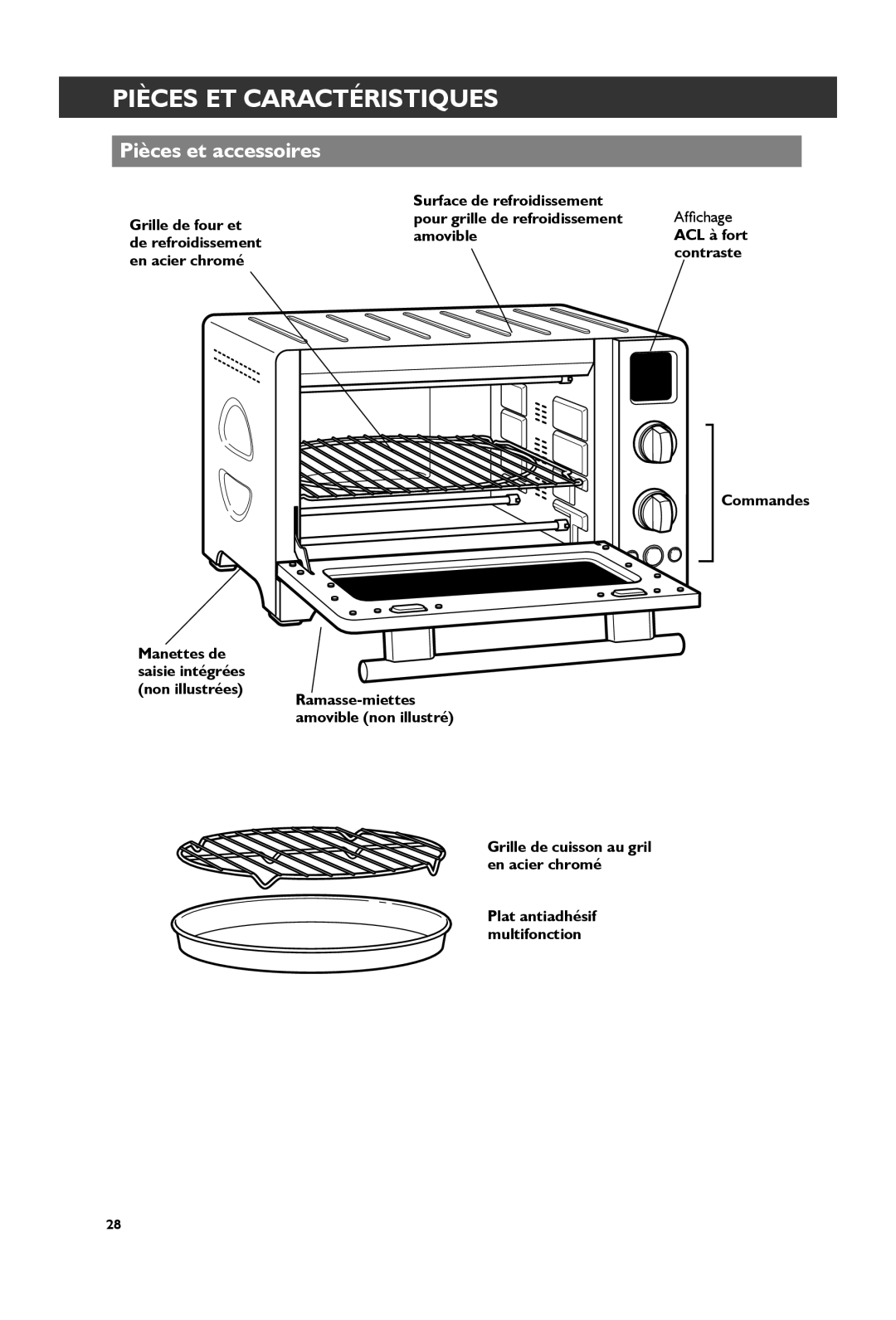 KitchenAid KCO274, KCO273 manual Pièces ET Caractéristiques, Pièces et accessoires 