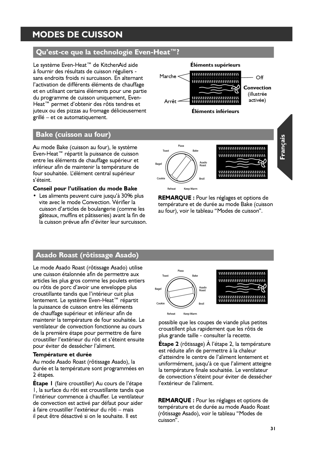 KitchenAid KCO273, KCO274 manual Modes DE Cuisson, Qu’est-ce que la technologie Even-Heat?, Bake cuisson au four 