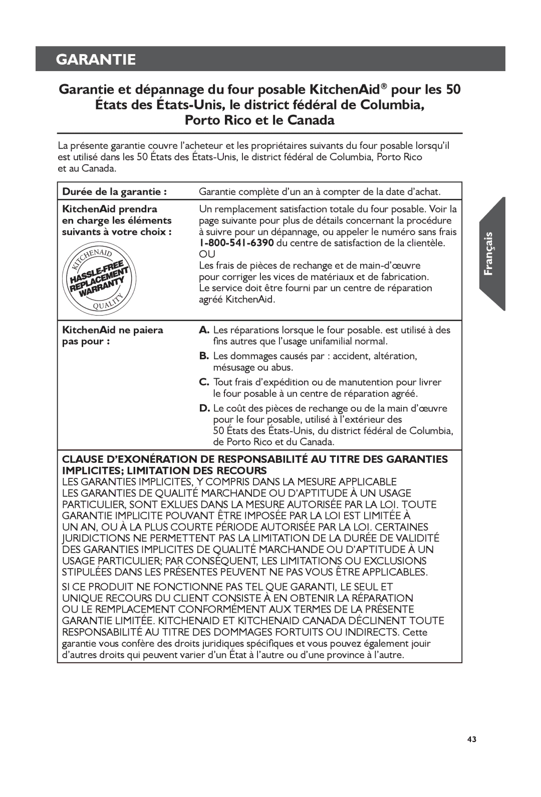 KitchenAid KCO273, KCO274 manual Garantie 