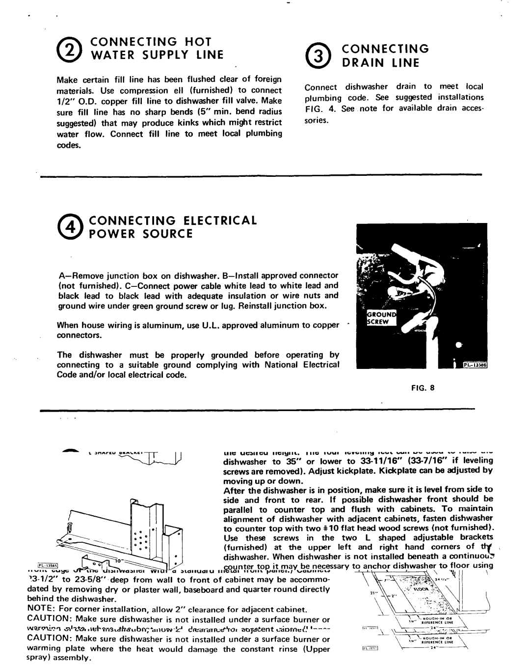 KitchenAid KD-18 Connecting HOT 02 Water Supply Line, Connecting Drain Line, Connecting Electrical Power Source 