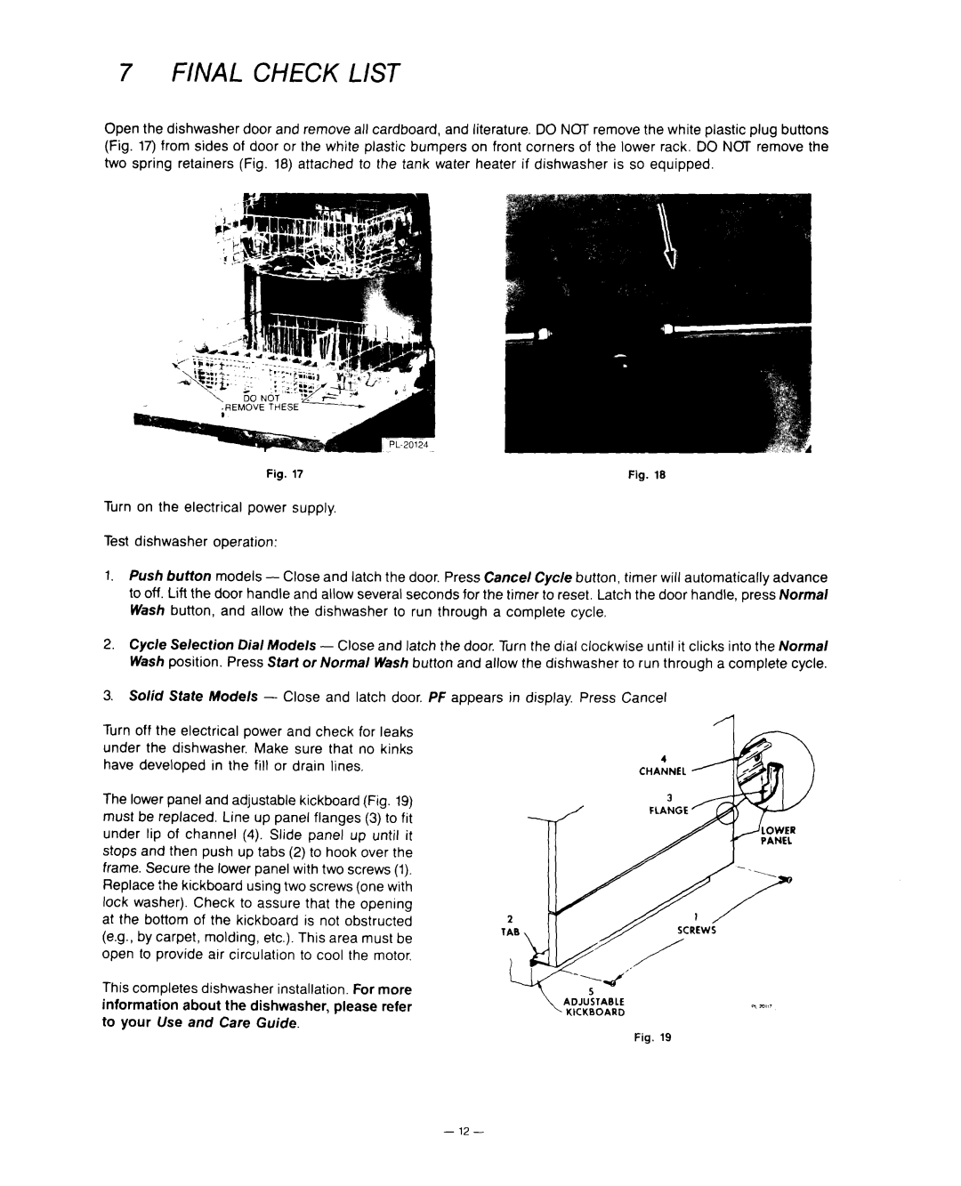 KitchenAid KD-27A installation instructions FlNAL Check List 