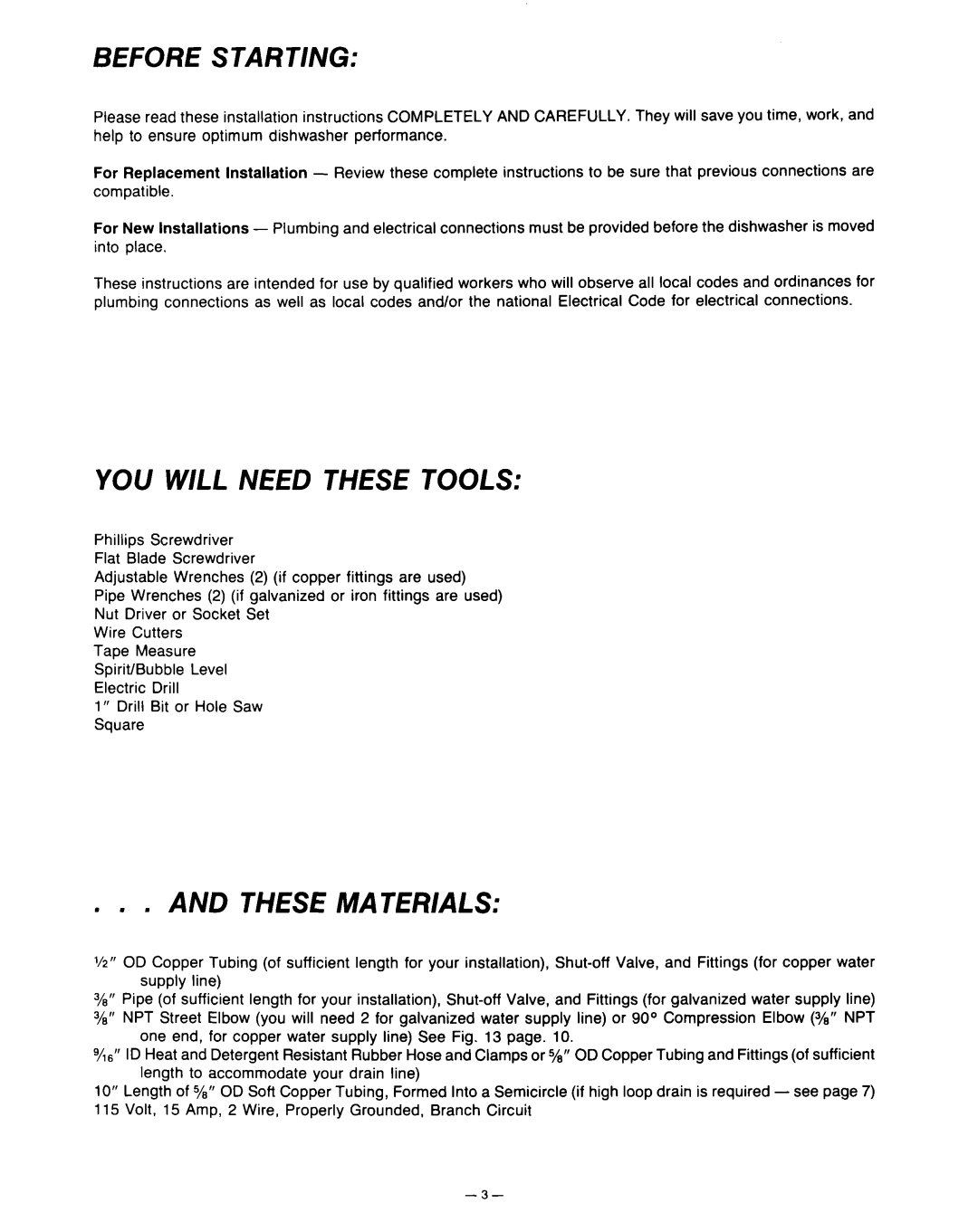 KitchenAid KD-27A installation instructions Before Starting 