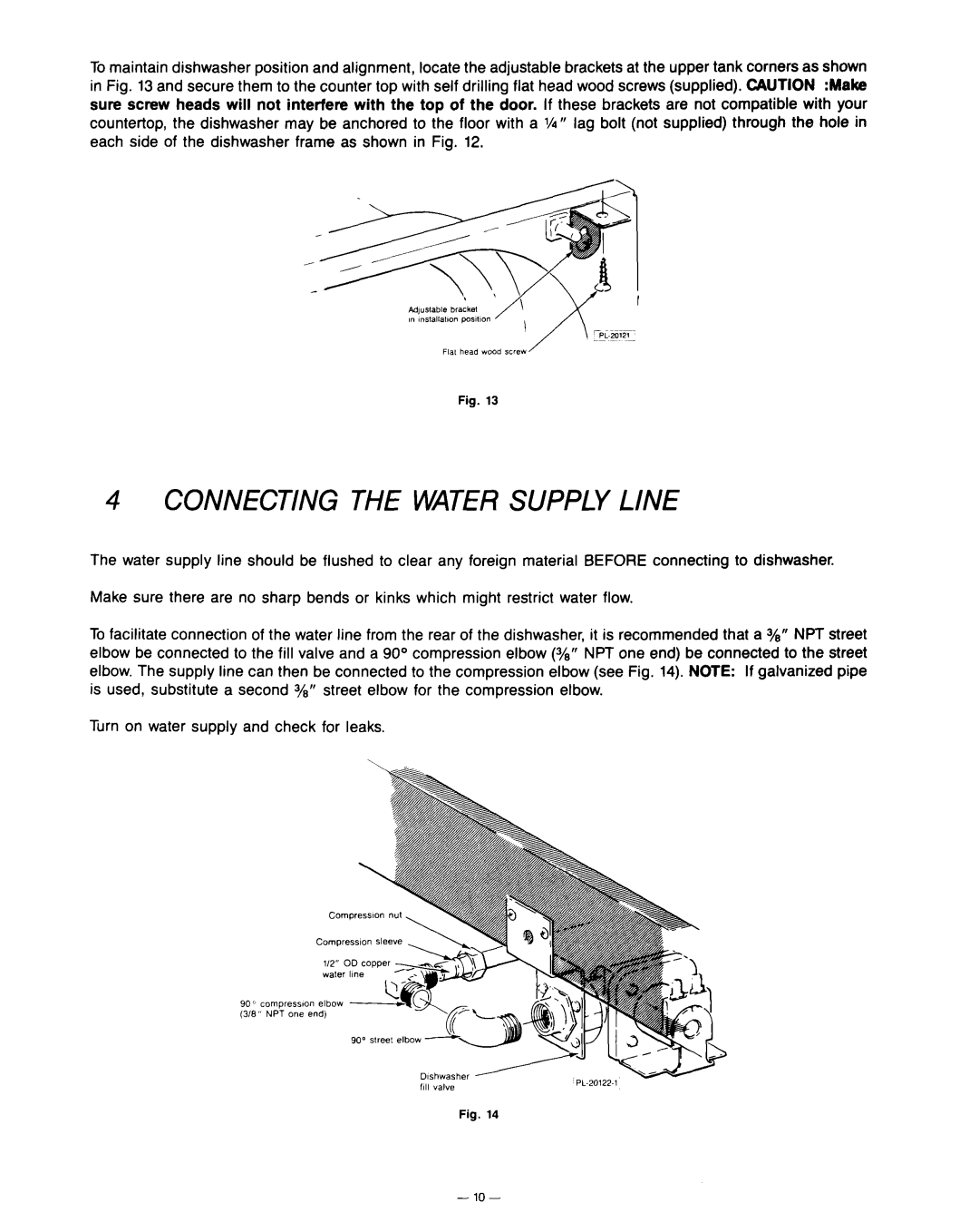 KitchenAid KD-27A installation instructions Connecting The Water Supply Line 