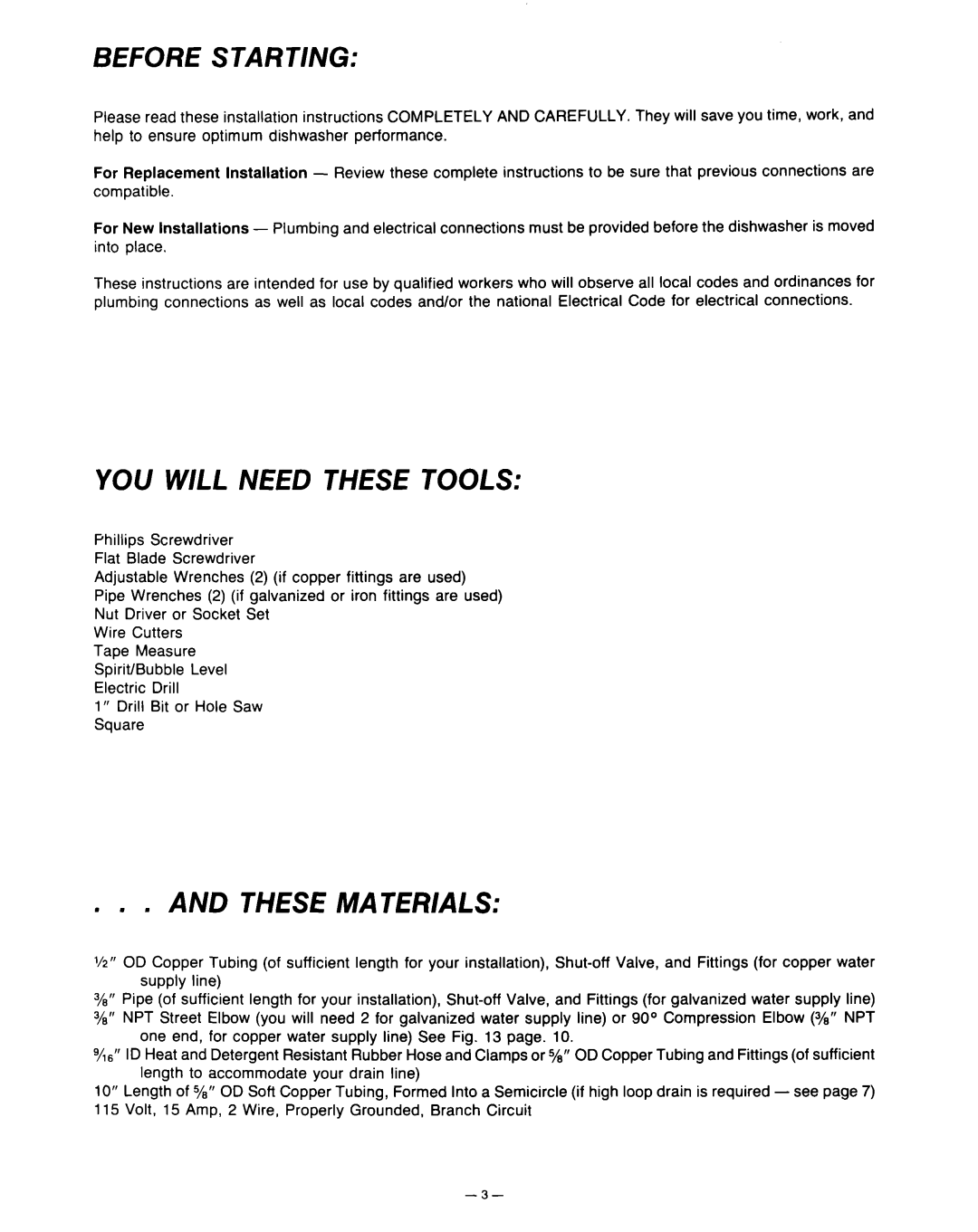 KitchenAid KD-27A installation instructions Before Starting, You Will Need These Tools, And These Materials 