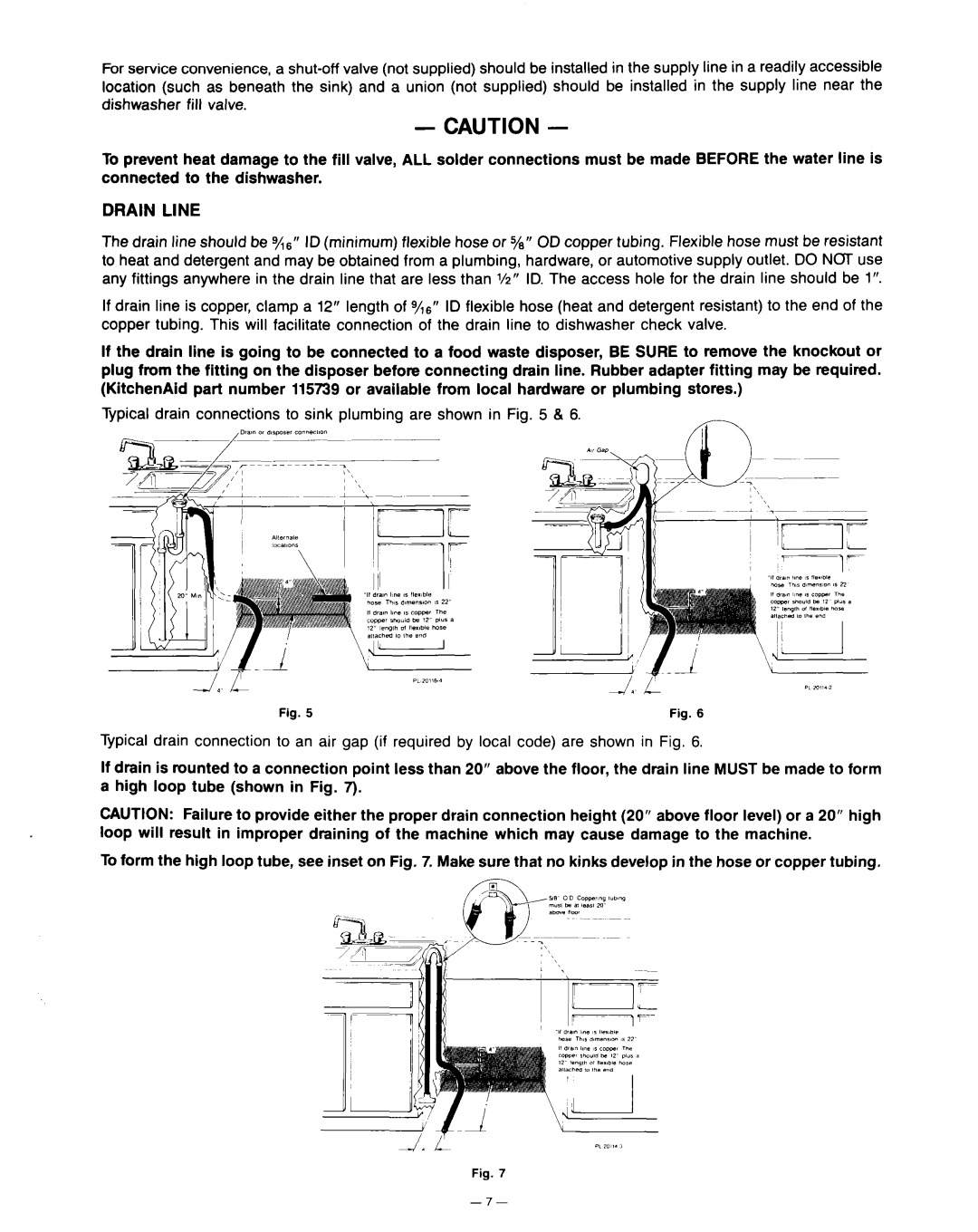 KitchenAid KD-27A installation instructions Drain Line 