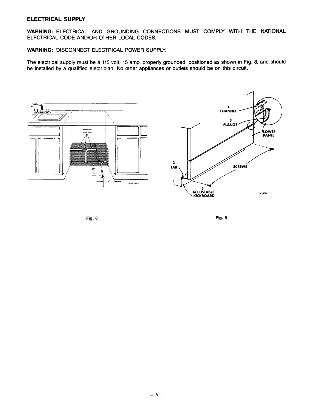 KitchenAid KD-27A installation instructions Electrical Supply 