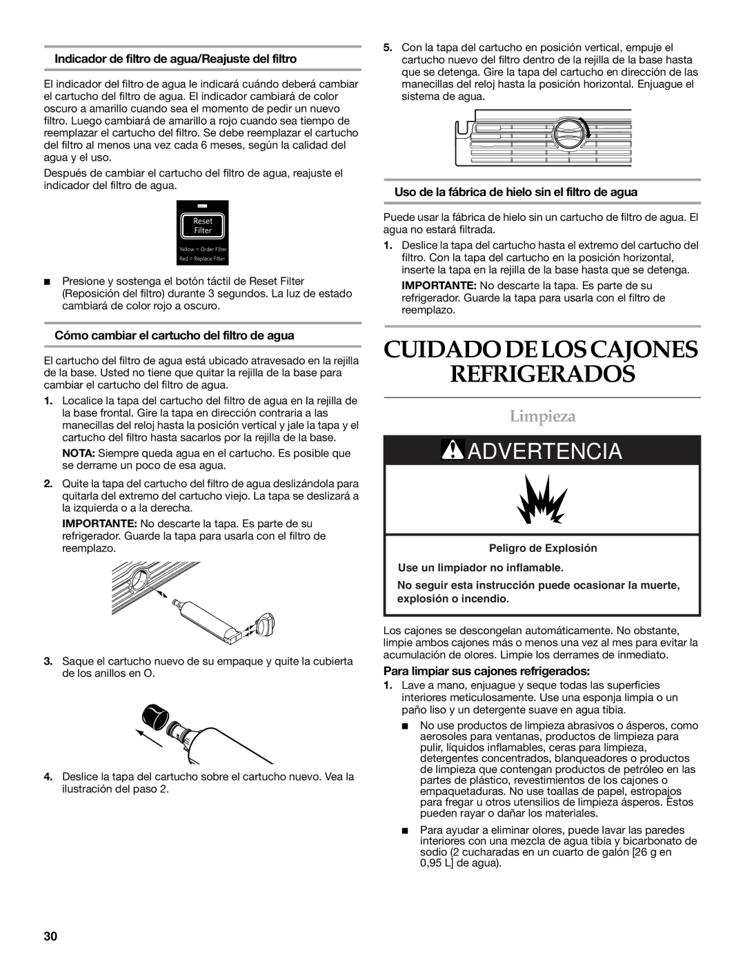 KitchenAid KDDC24RVS manual Cuidadodeloscajones Refrigerados, Limpieza 