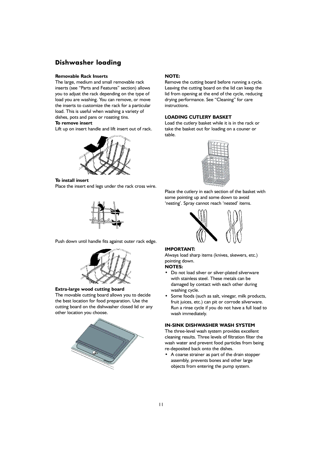 KitchenAid KDIX 8810 manual Loading Cutlery Basket, IN-SINK Dishwasher Wash System 