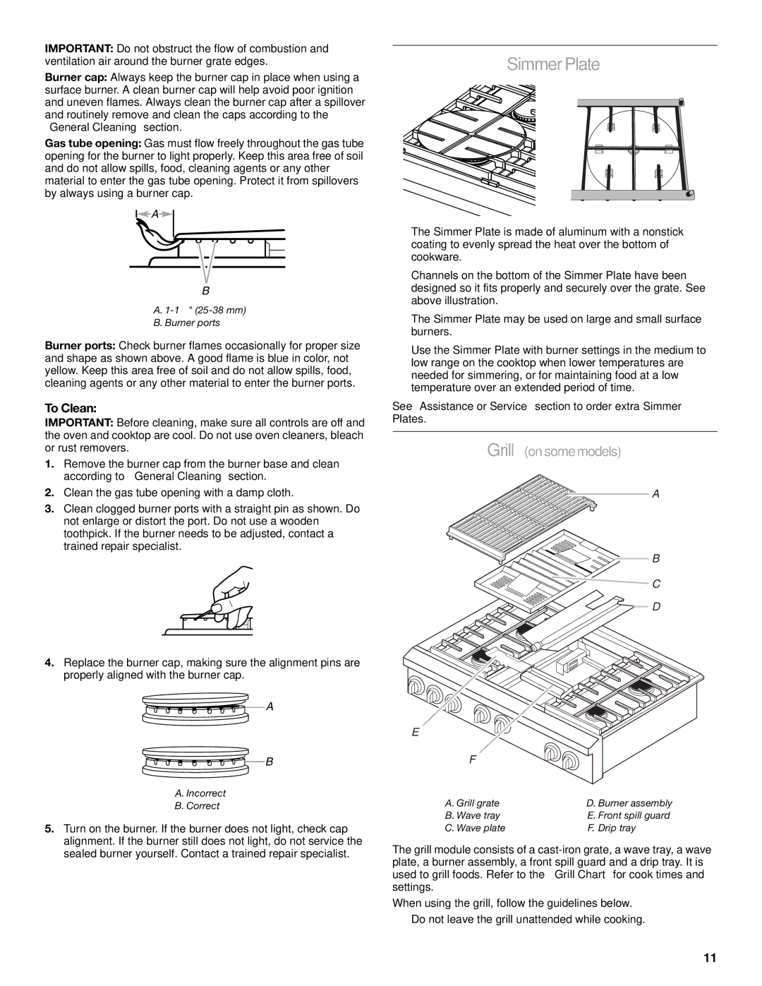 KitchenAid KDRP407 KDRP462 manual Simmer Plate, To Clean 