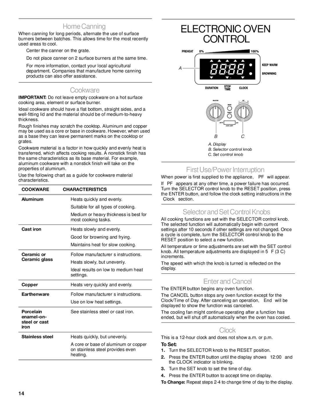 KitchenAid KDRP407 KDRP462 manual Electronic Oven Control 