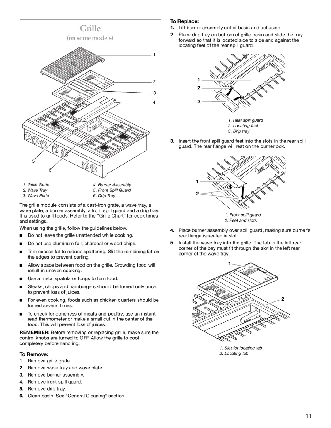 KitchenAid KDRP407 manual Grille, To Remove, To Replace 