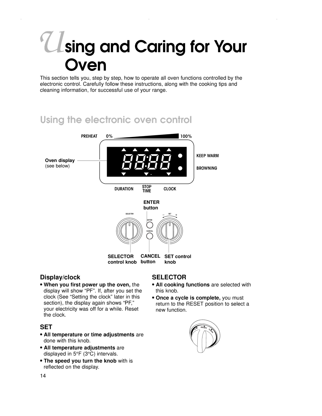 KitchenAid KDRP407H warranty Using and Caring for Your Oven, Using the electronic oven control, Display/clock 