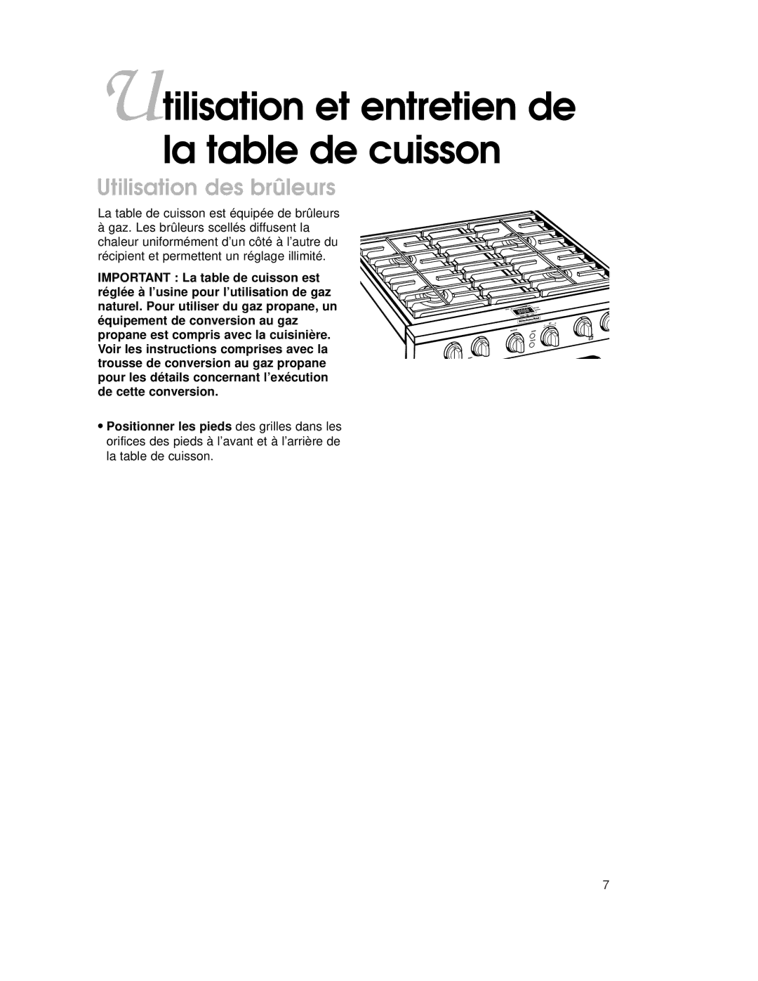 KitchenAid KDRP407H warranty Utilisation et entretien de la table de cuisson, Utilisation des brûleurs 