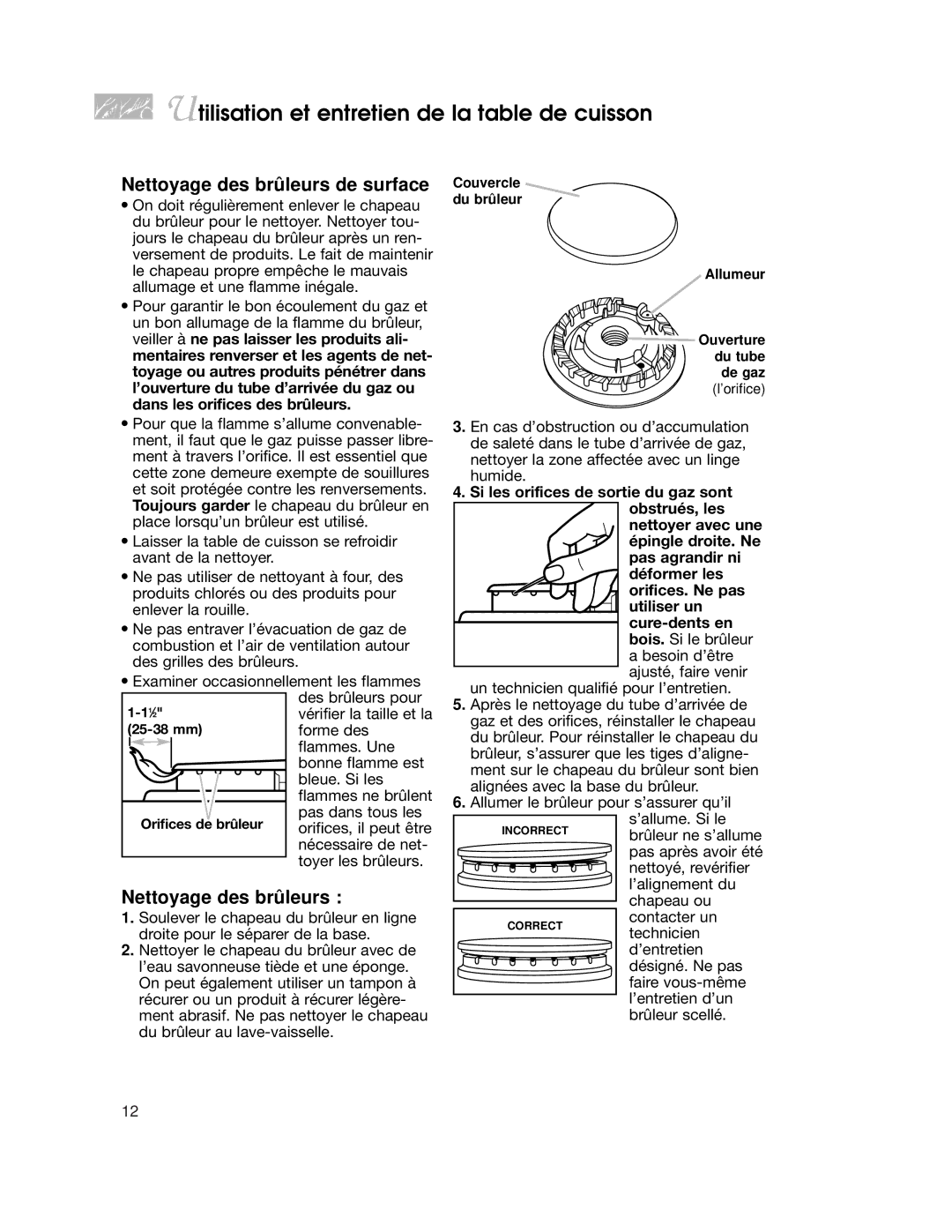 KitchenAid KDRP407H warranty Nettoyage des brûleurs de surface 