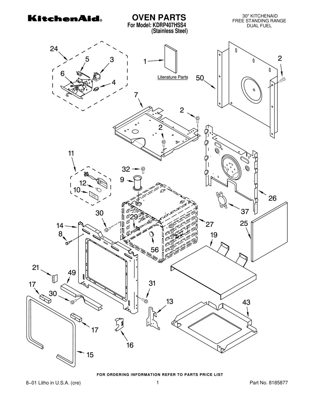 KitchenAid KDRP407HSS manual Oven Parts 