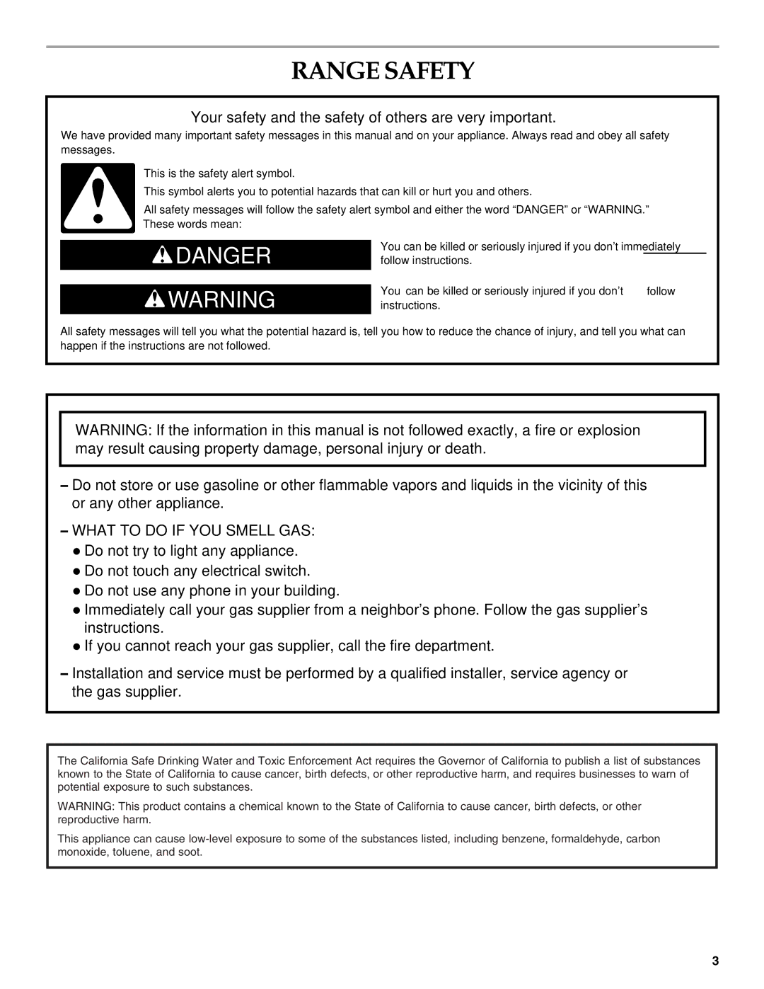 KitchenAid KDRP462, KDRP487, KDRP467, KDRP463, YKDRP407 Range Safety, Your safety and the safety of others are very important 