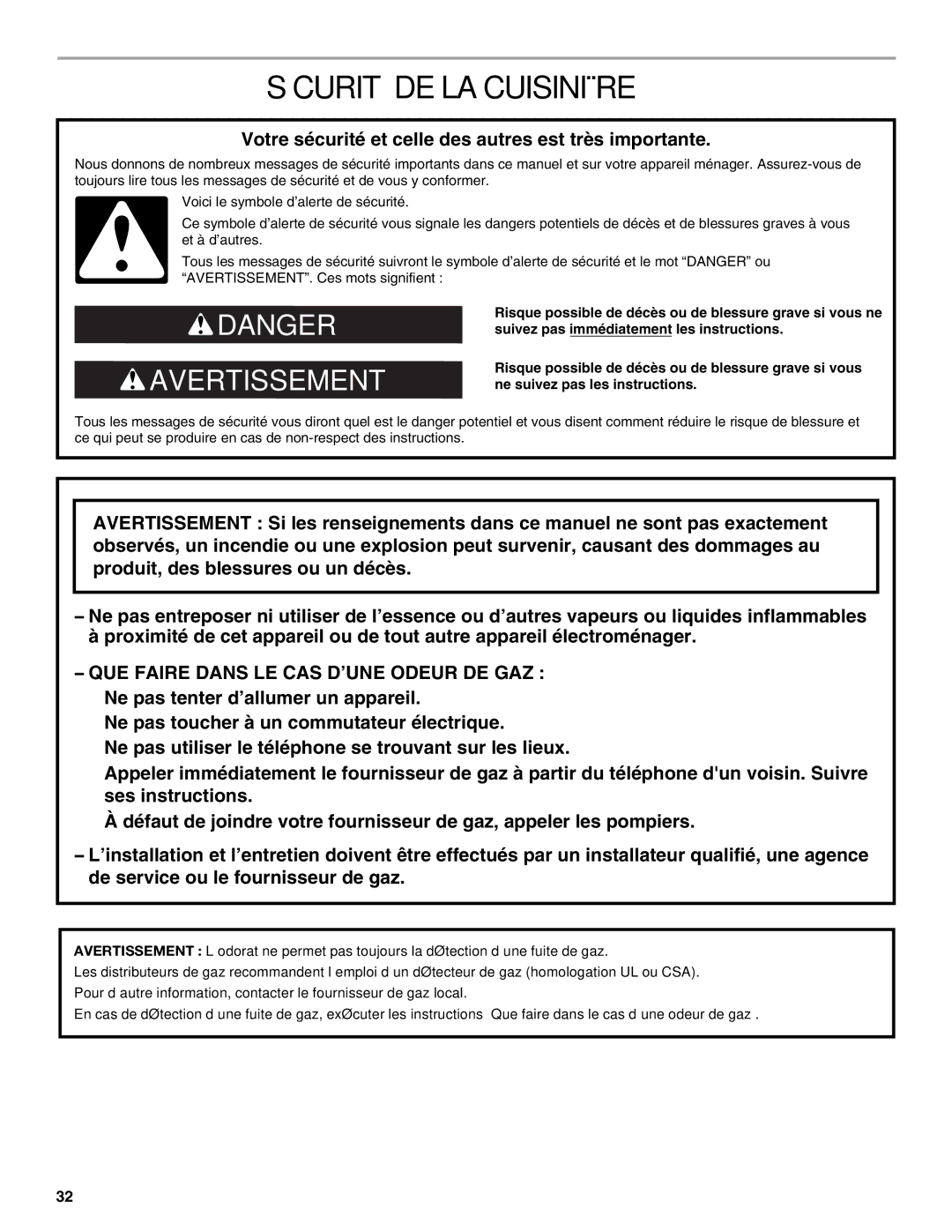 KitchenAid KDRS483, KDRS467, KDRS463 manual Sécurité DE LA Cuisinière, Votre sécurité et celle des autres est très importante 