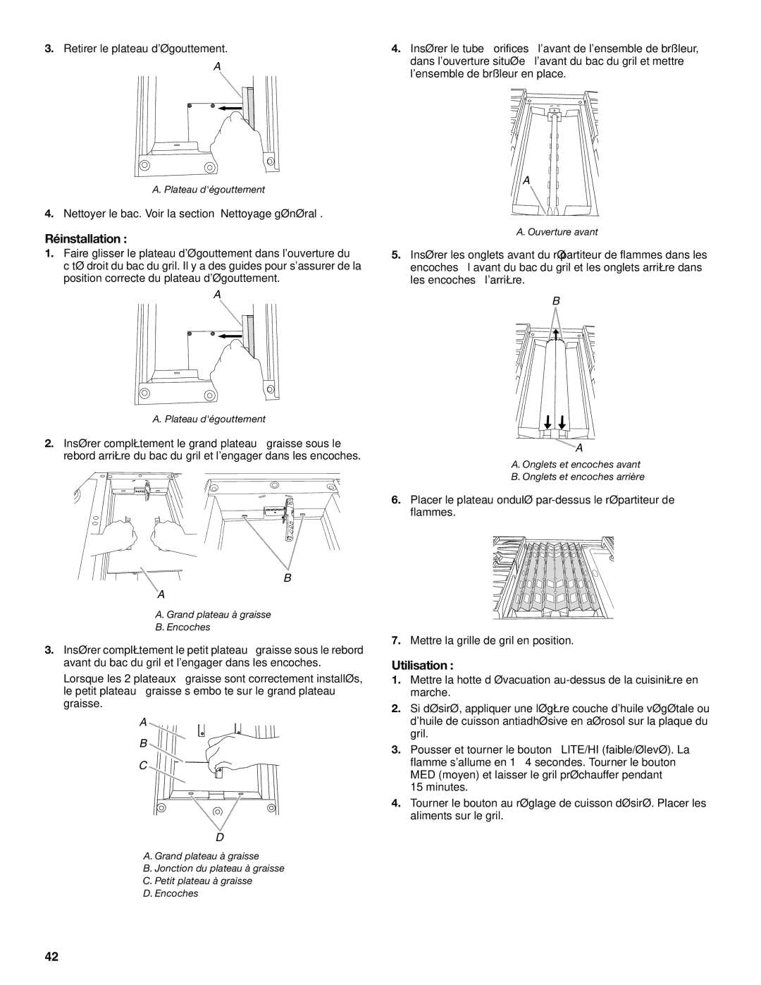 KitchenAid KDRS483, KDRS467, KDRS463, KDRS407, KDRS462 manual Réinstallation, Utilisation 