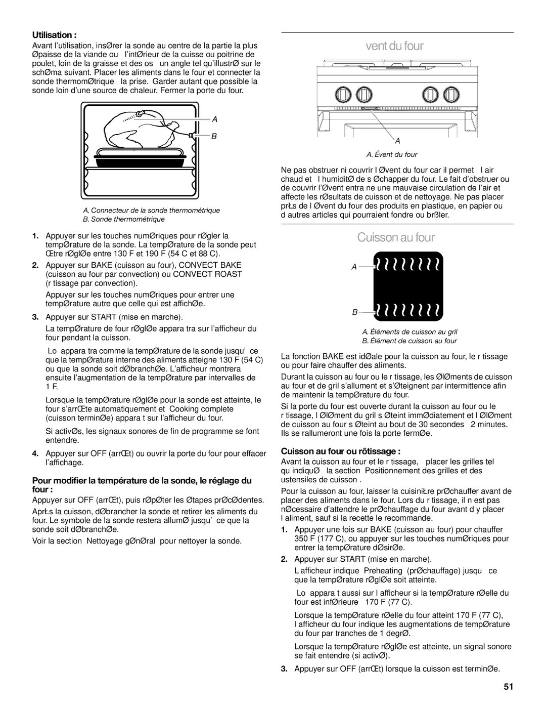 KitchenAid KDRS463, KDRS467, KDRS483, KDRS407, KDRS462 manual Évent du four, Cuisson au four ou rôtissage 