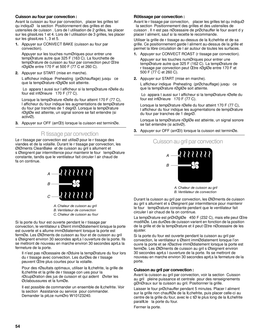 KitchenAid KDRS462, KDRS467 manual Rôtissage par convection, Cuisson au gril par convection, Cuisson au four par convection 