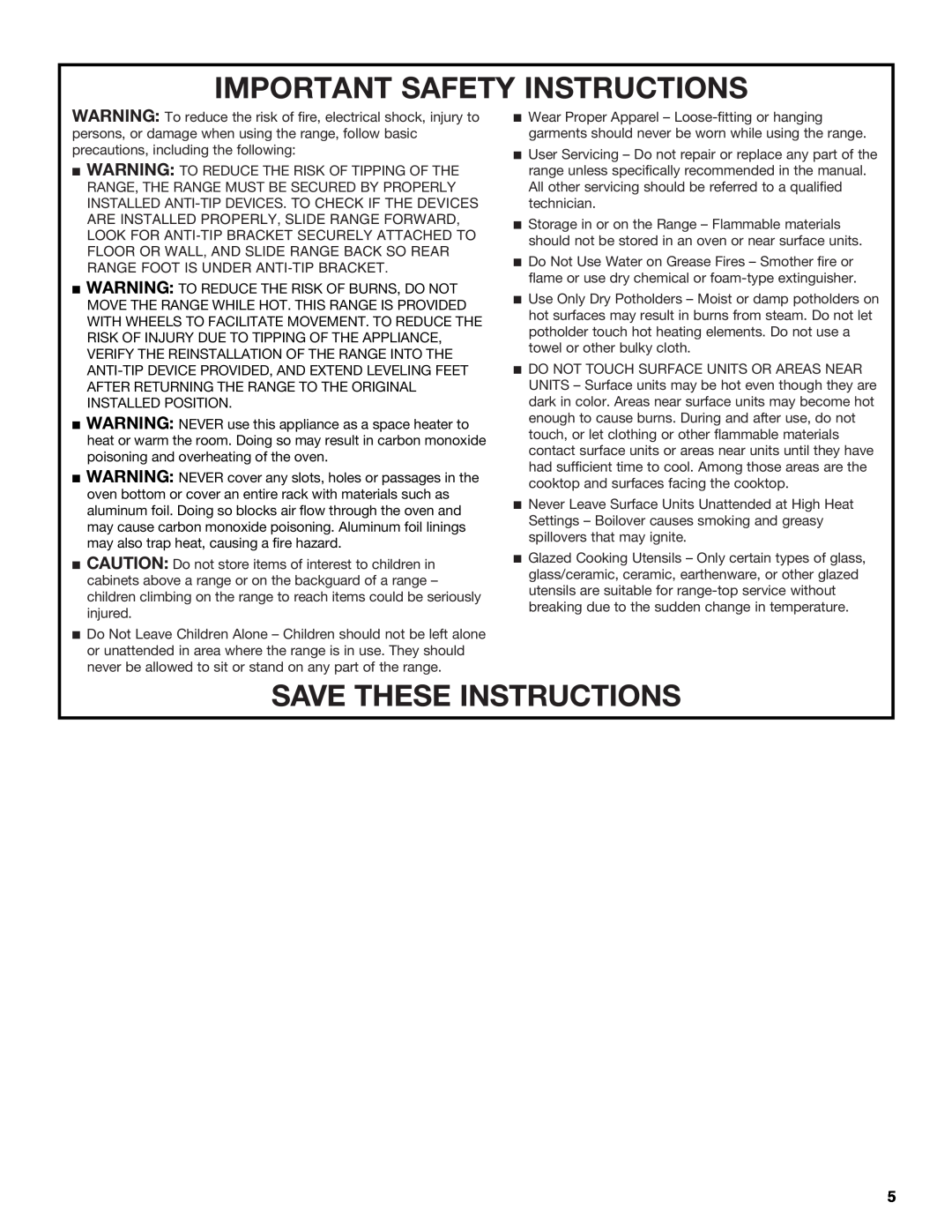 KitchenAid KDRS467, KDRS463, KDRS483, KDRS407, KDRS462 manual Important Safety Instructions, Save These Instructions 