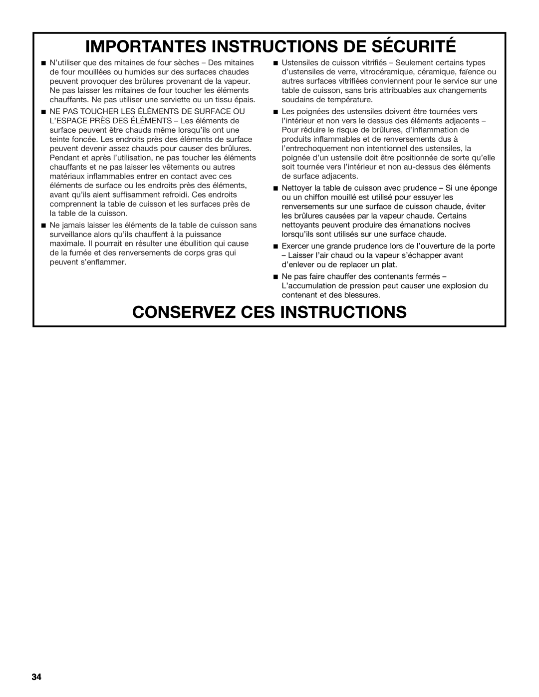 KitchenAid KDRS462, KDRS467, KDRS463, KDRS483, KDRS407 manual Importantes Instructions De Sécurité, Conservez Ces Instructions 