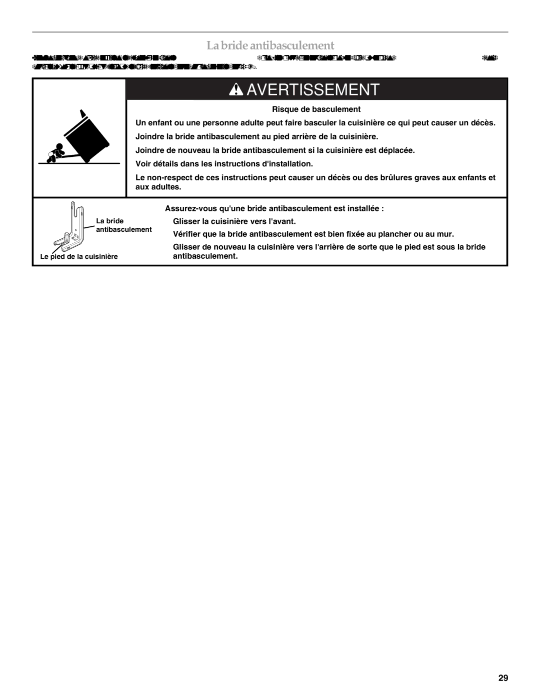 KitchenAid KDRS505XSS manual Labride antibasculement 