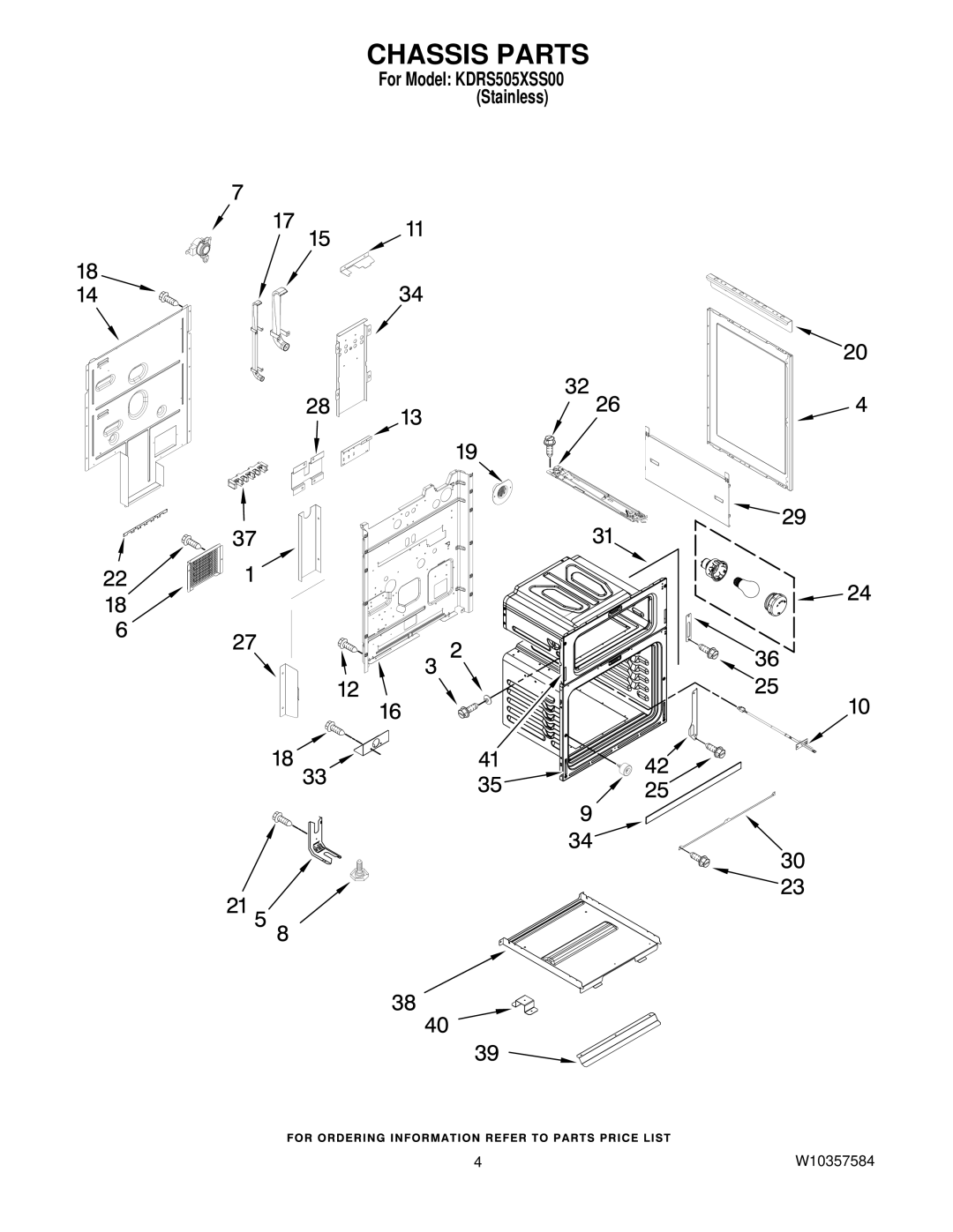 KitchenAid kdrs505xss00 owner manual Chassis Parts 