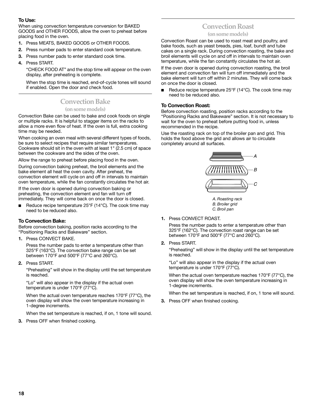 KitchenAid YKDSS907, YKDRS807 manual To Convection Bake, To Convection Roast 