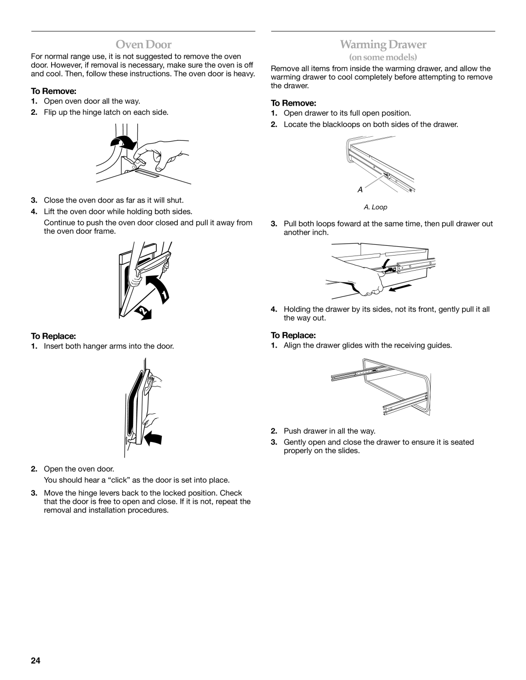 KitchenAid YKDSS907, YKDRS807 manual Oven Door, To Remove 