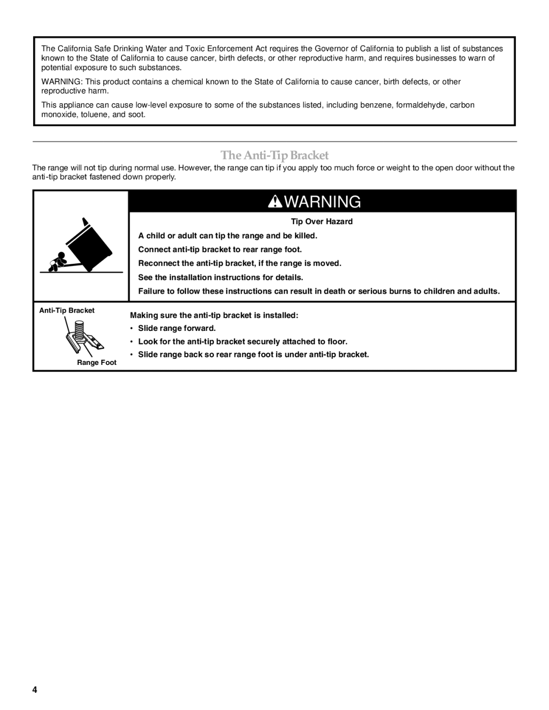 KitchenAid YKDSS907, YKDRS807 manual Anti-Tip Bracket 