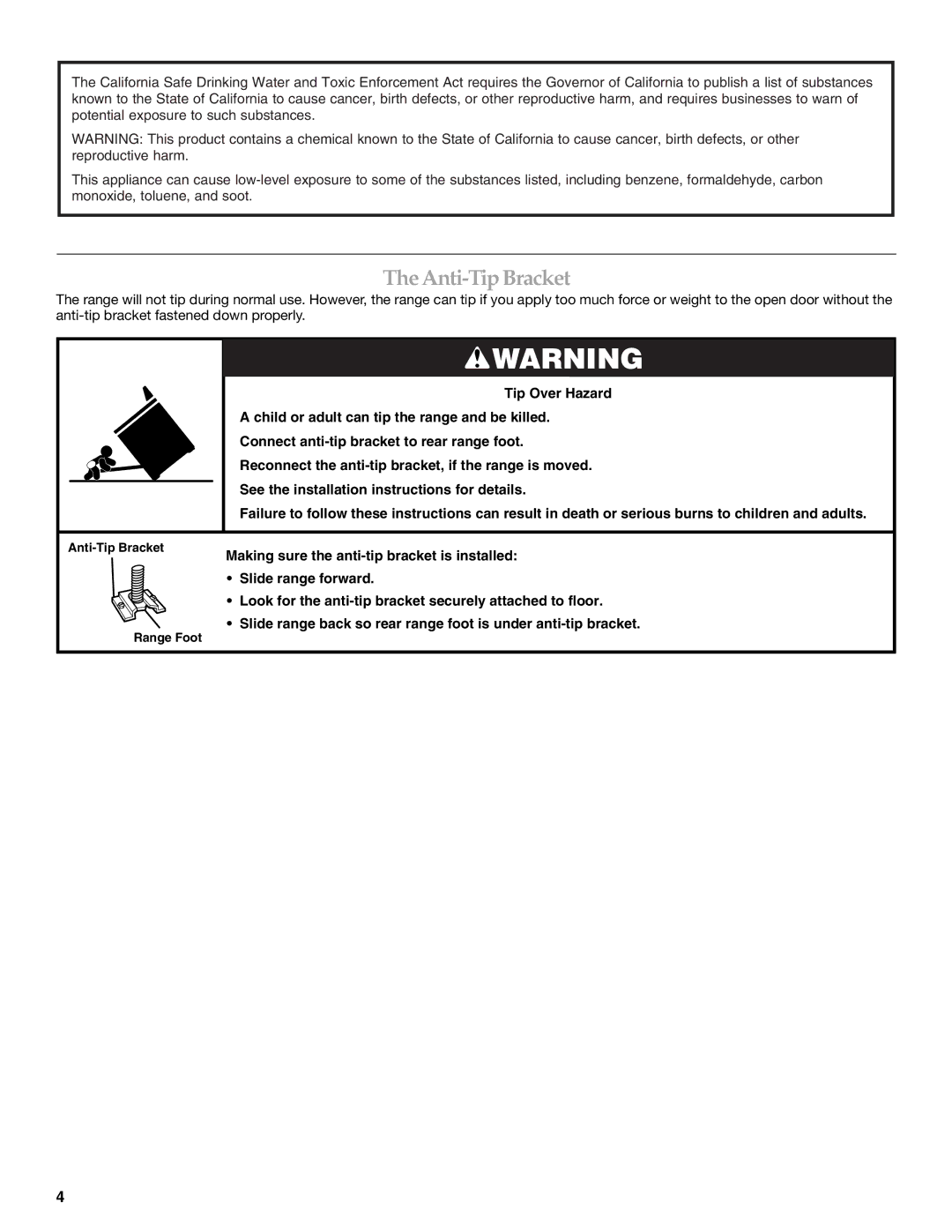 KitchenAid KDRS807 manual Anti-Tip Bracket 