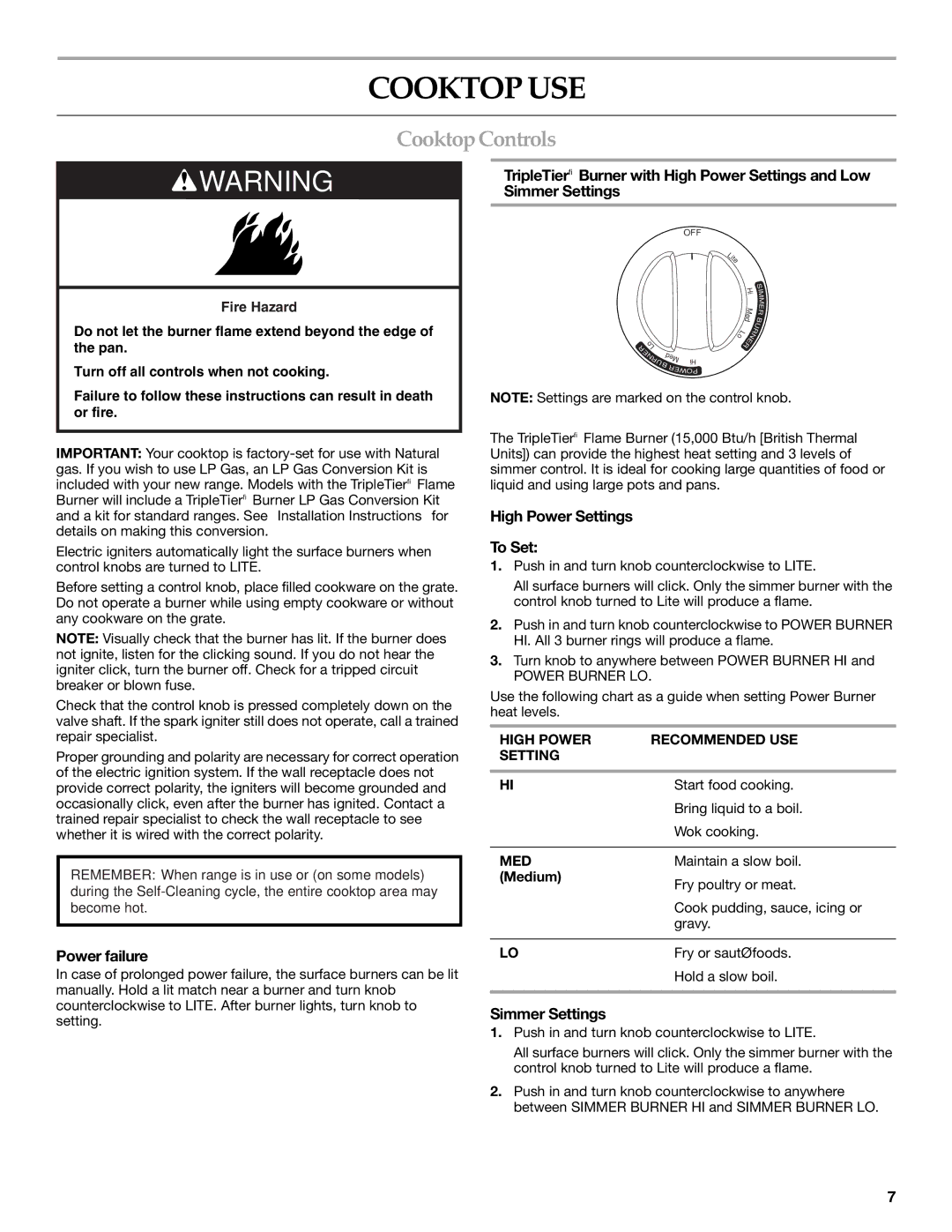 KitchenAid KDRS807 manual Cooktop USE, Cooktop Controls 