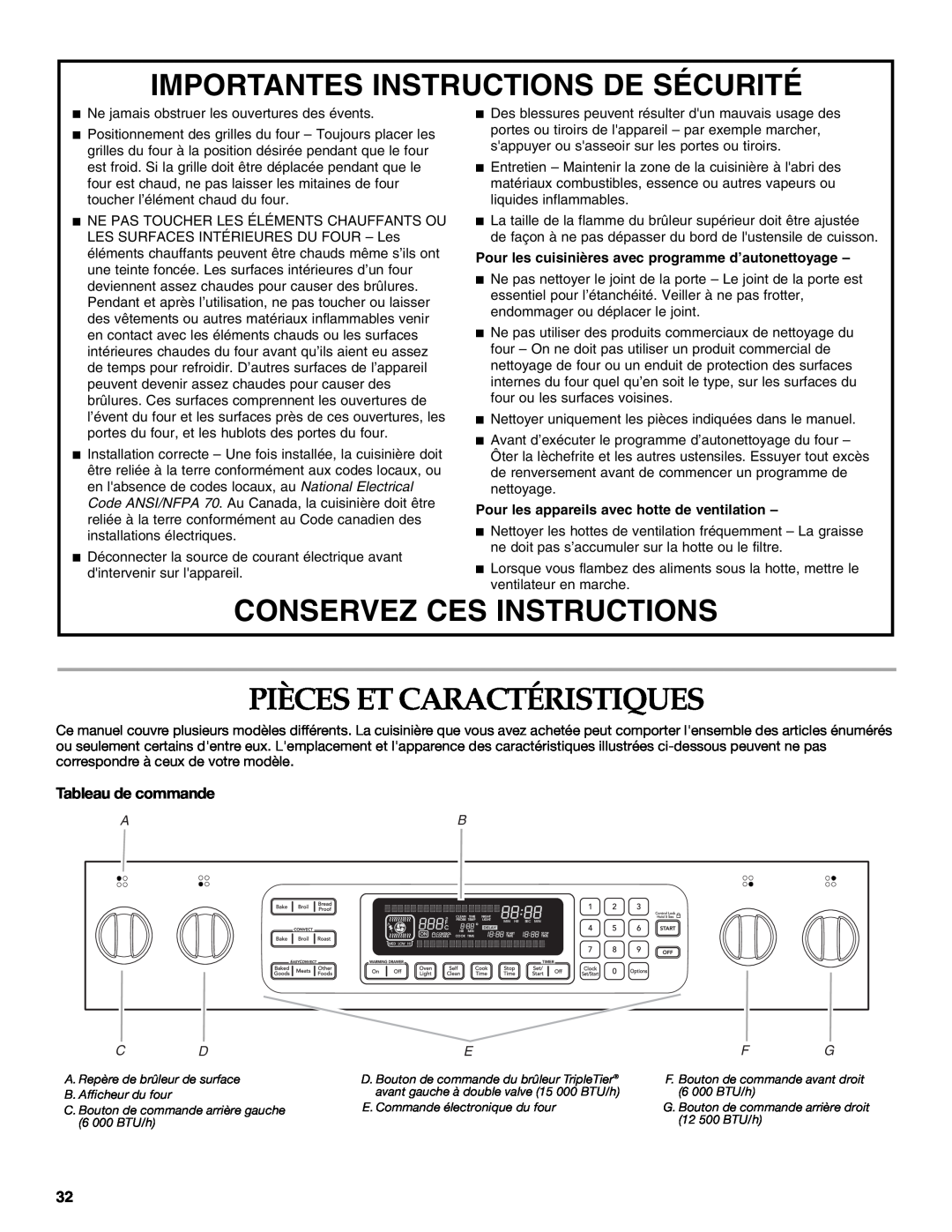 KitchenAid KDRS807 manual Pièces Et Caractéristiques, Importantes Instructions De Sécurité, Conservez Ces Instructions 