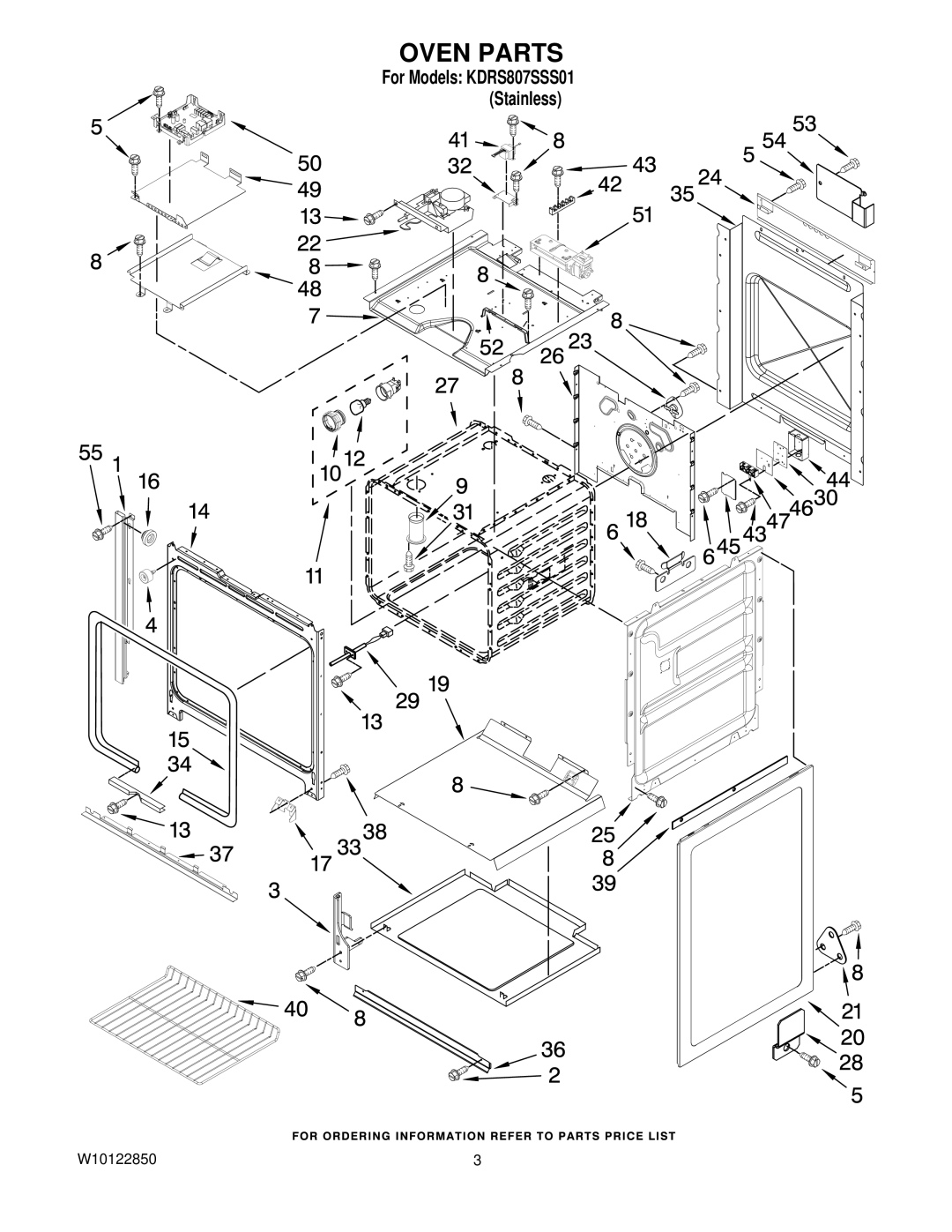 KitchenAid KDRS807SSS01 manual Oven Parts 