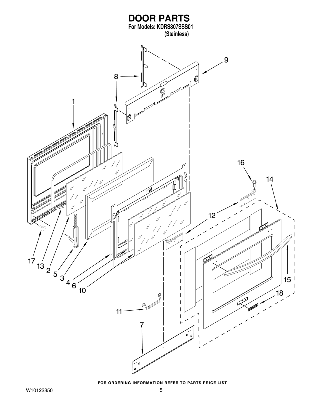 KitchenAid KDRS807SSS01 manual Door Parts 