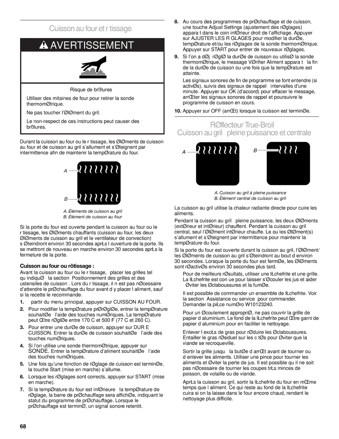 KitchenAid KDRU707, KDRU763, KDRU783, KDRU767 manual Cuisson au fouretrôtissage, Cuisson au four ou rôtissage 