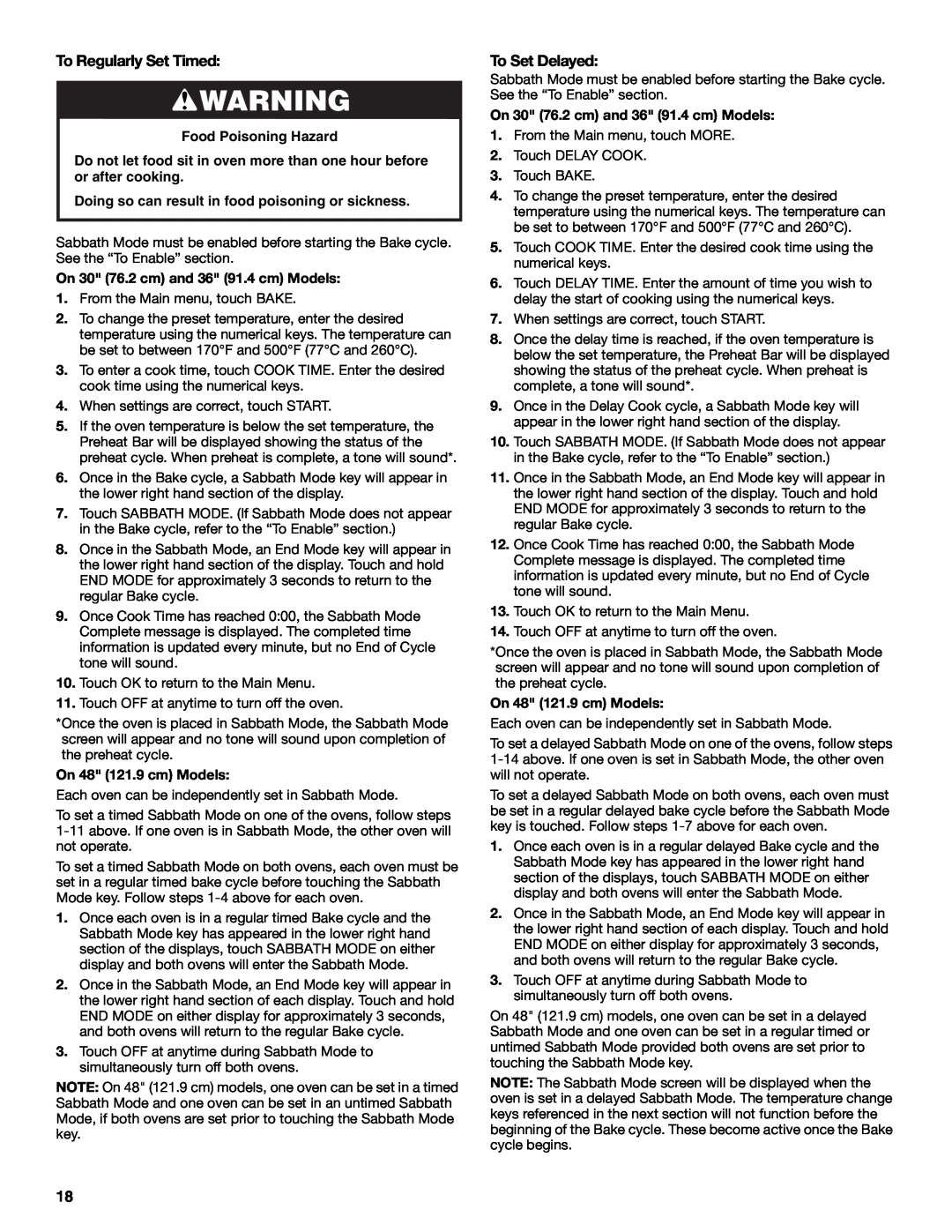 KitchenAid KDRU763.KDRU manual To Regularly Set Timed, To Set Delayed, Food Poisoning Hazard 