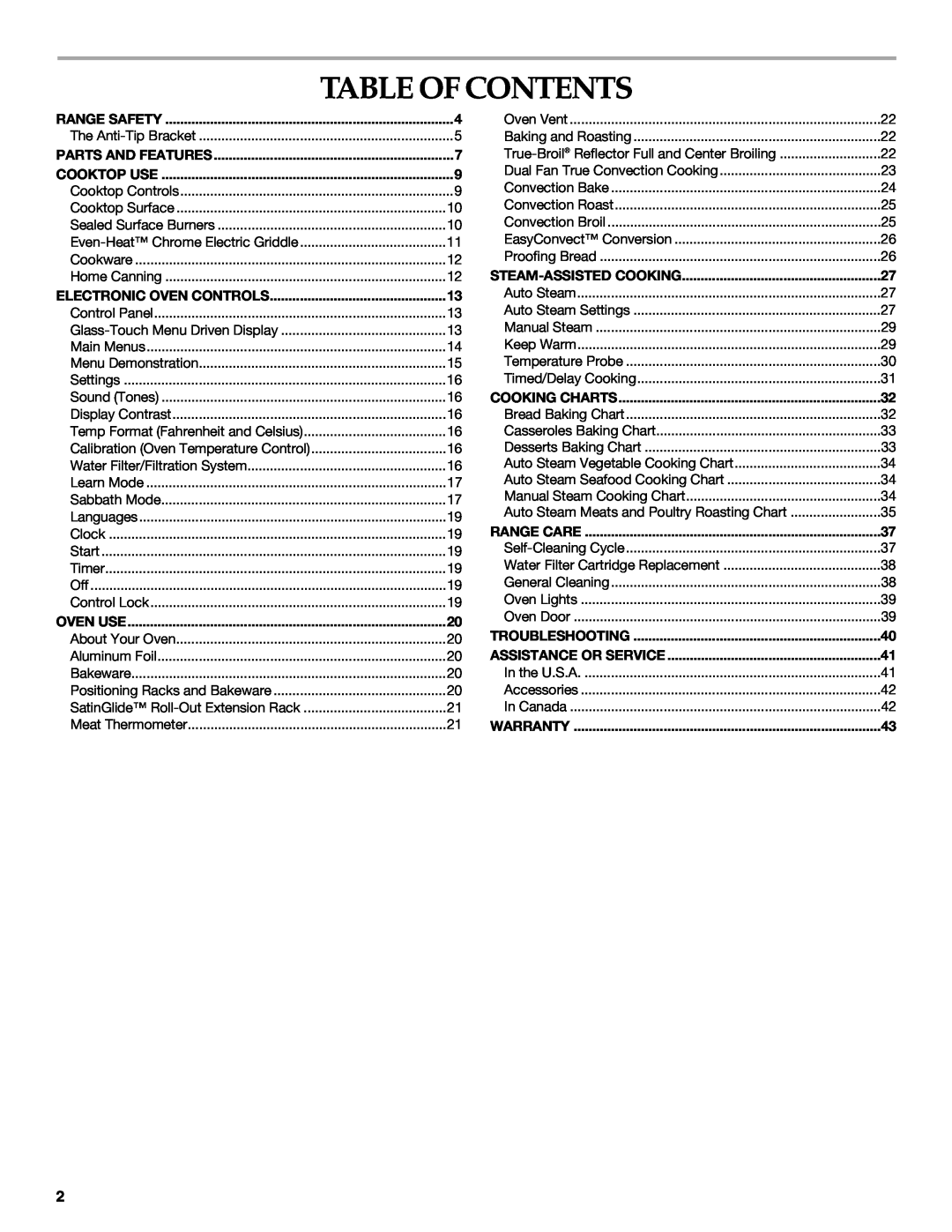 KitchenAid KDRU763.KDRU manual Table Of Contents 
